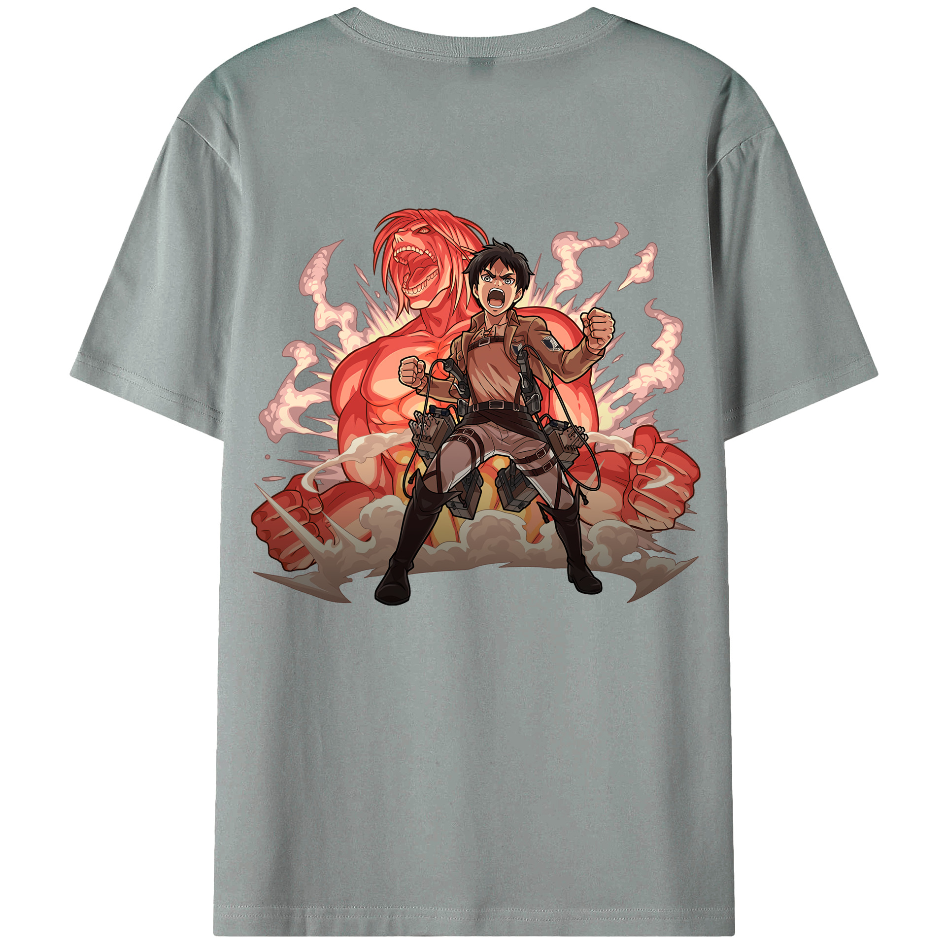 （画像用） 進撃の巨人 エレン･イェーガー Attack on Titan Eren Jäger 綿100％ メンズ半袖Tシャツ（バックプリント） 通気性